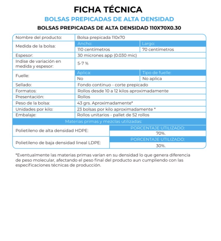 BOLSA PREPICADA 110X70